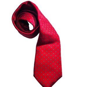 Pierre Cardin Mens Red Medallion Geometric Pattern Classic Necktie Designer Tie